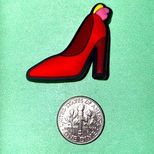 (10 for $15) Woman's Red with Bow High Heels Croc Shoe Charms
